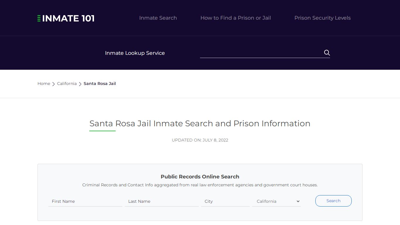 Santa Rosa Jail Inmate Search, Visitation, Phone no ...